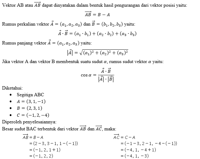 Diketahui Segitiga ABC Dengan Titik (3,1,-1),B(2,3...