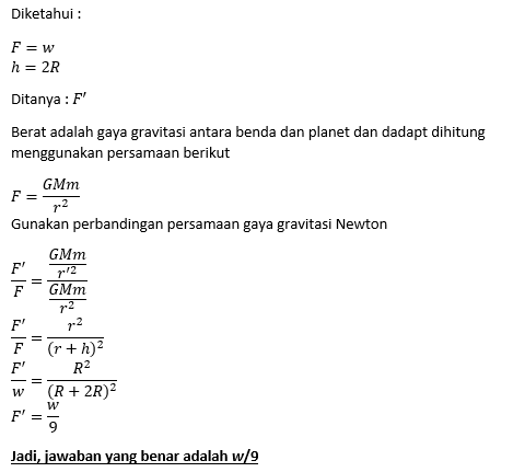 Jika Jari Jari Bumi Adalah R Dan Berat Benda Di Pe...