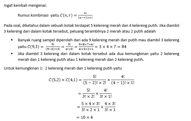 Dalam Sebuah Kotak Terdapat 5 Kelereng Merah Dan 4...