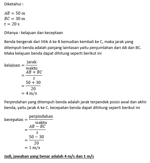 Sebuah Benda Bergerak Dari A Ke C Melalui B, Panja...