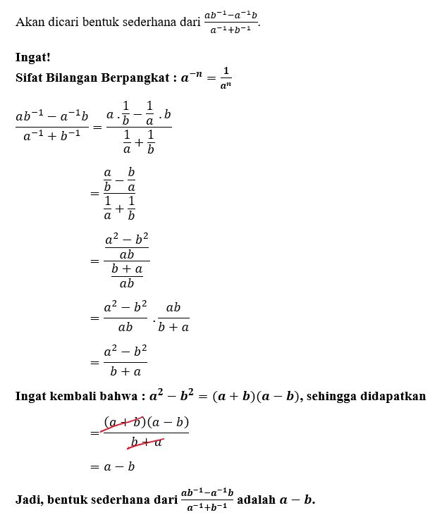 Bentuk Sederhana Dari A.b-¹-a-¹b/a-¹+b-¹...