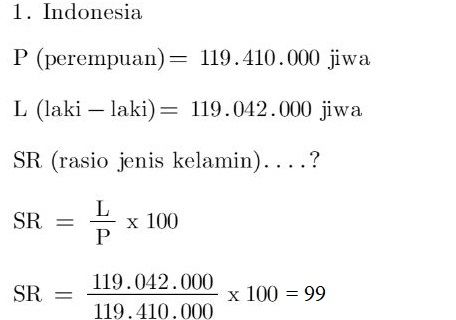 Perhatikan Tabel Jumlah Penduduk Berdasarkan Jenis...