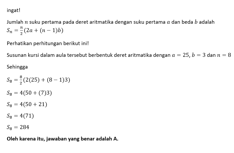 11. Dalam sebuah aula terdapat 25 kursi pada baris...