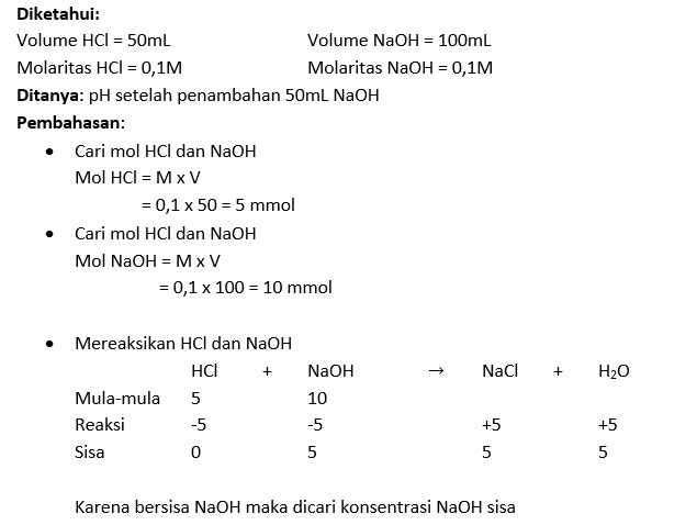 Sebanyak 50 Ml Larutan Hcl 0 1 M Ditetesi Dengan L