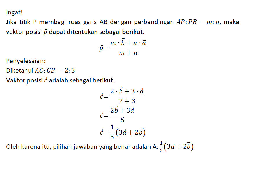 Vektor Posisi Titik A Dan B Masing-masing Adalah A