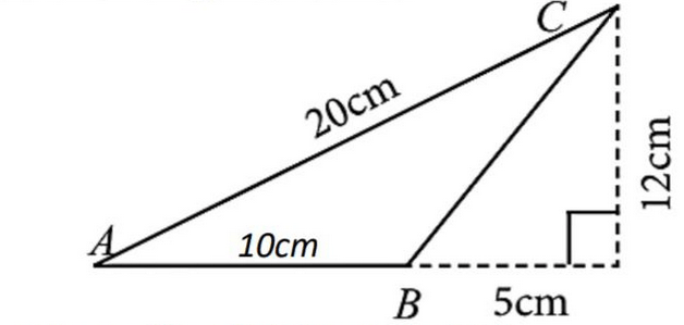 Perhatikan gambar berikut: Luas segitiga ABC ters...